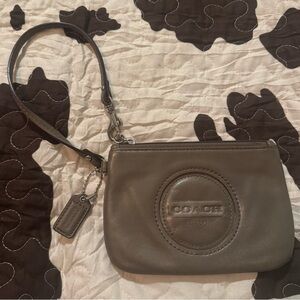 Coach Taupe Leather Wristlet